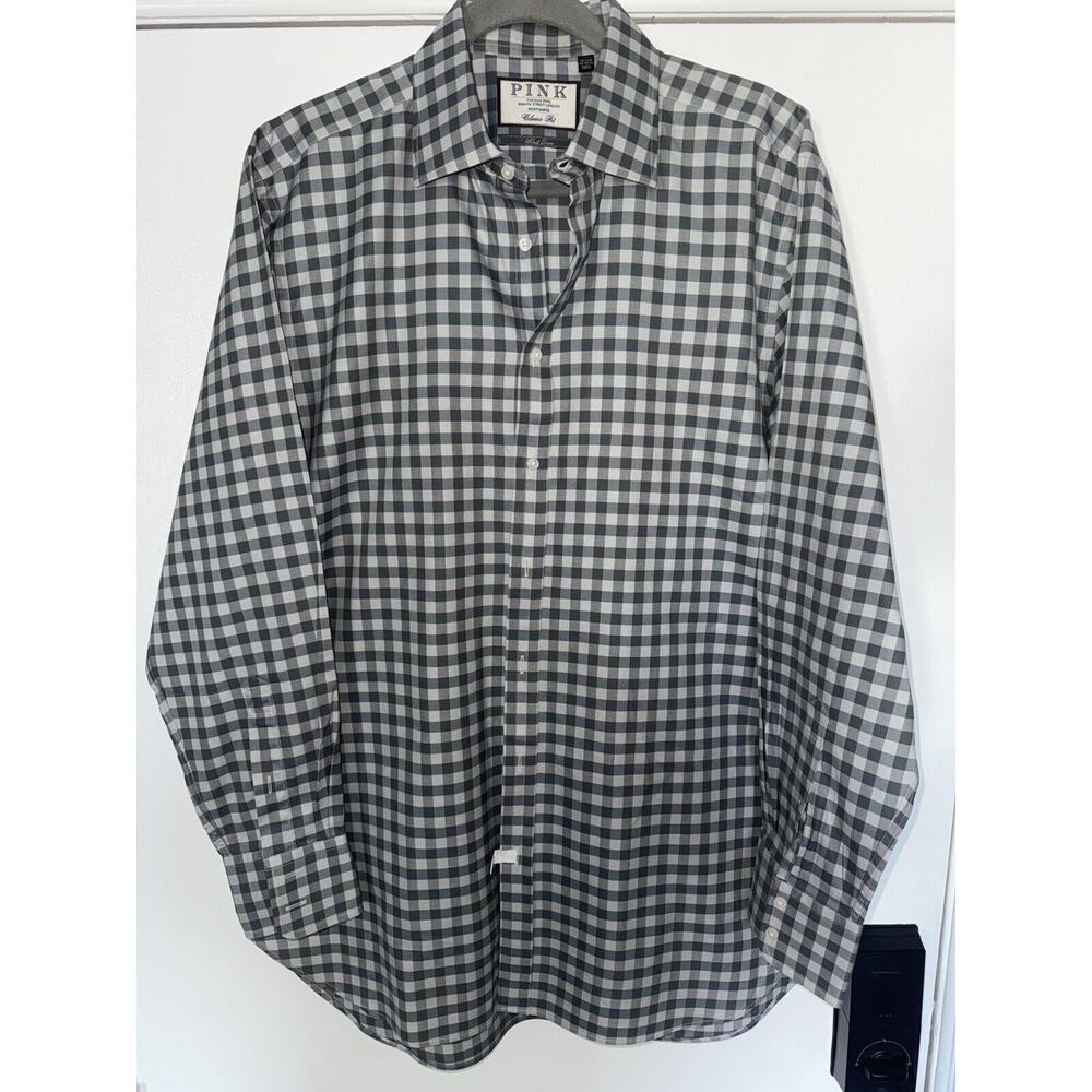Thomas Pink Men’s Check 16.5/35 Dress Classic Fit Shirt Worn Once Checkered